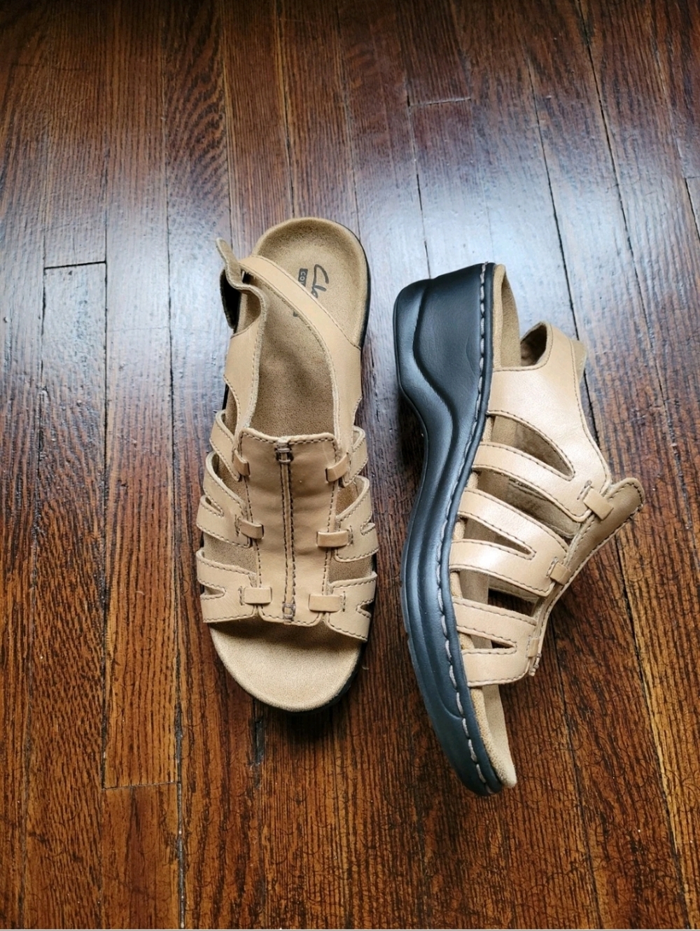 Clarks Womens Size 7M Lexi Marigold Sandals Slingback Beige Open Toe Heels - Picture 11 of 14